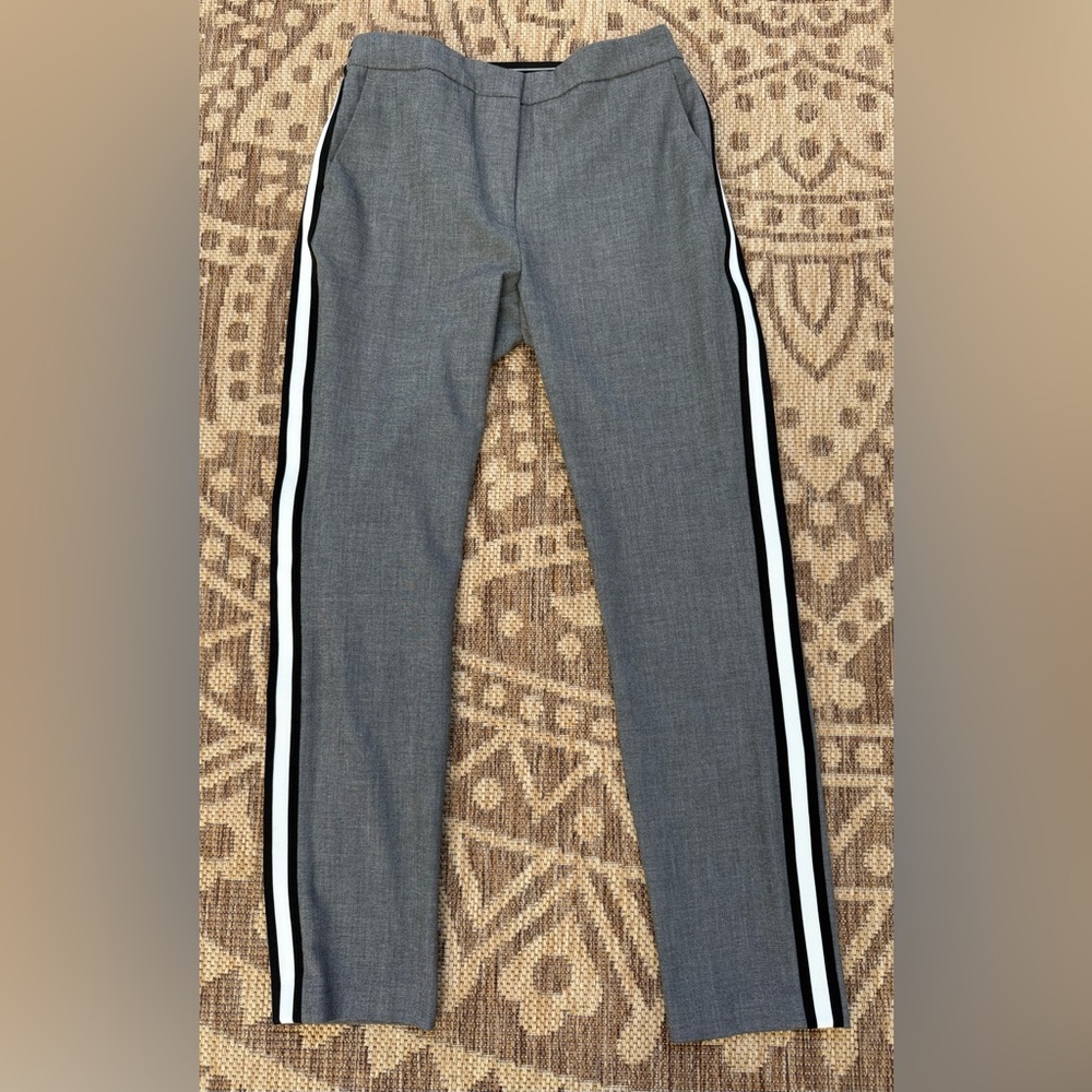 Zara Gray Plaid Trousers with Black and White Side Stripe - Picture 2 of 13